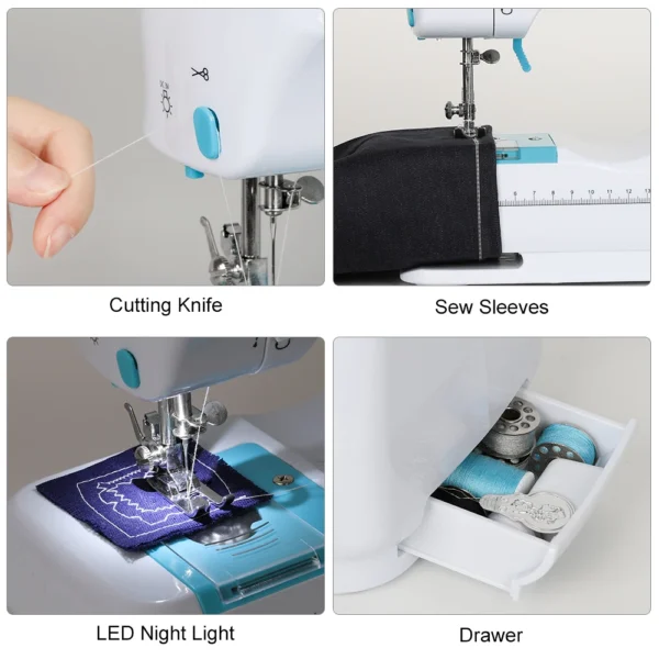 kf S53375379fdd64b4eb698d684fdbc473d6 Portable Sewing Machine 12 Built in Stitches Double Thread for Beginner Crafting DIY Mini Sewing Machine