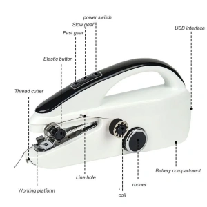 kf S5f0a3e035e4b4d0bb0202b6b77fb51fcx Mini Sewing Machine Handheld with Crafting Mending Machine 2 Speed Single Thread Stitching Electric Sewing Small