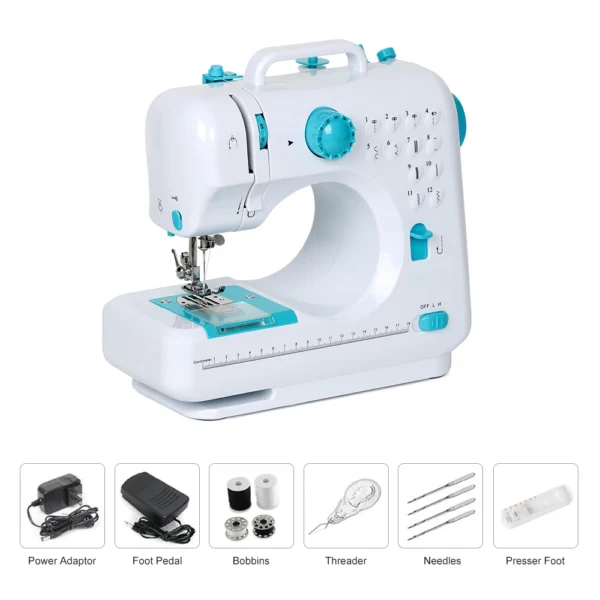 kf S6970aeee04694a0f8625ca7ac4ef0fb4P Portable Sewing Machine 12 Built in Stitches Double Thread for Beginner Crafting DIY Mini Sewing Machine