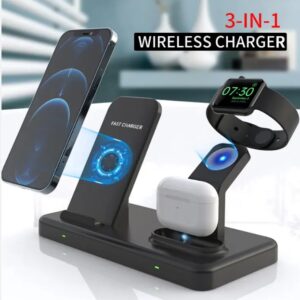 3-in-1 Foldable Wireless Charging Dock | Multi-Function Charger Stand for Phone, Watch & Accessories | Hot Selling Station