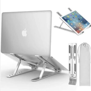 Universal Adjustable Aluminum Laptop Stand – Foldable & Portable Riser for MacBook Pro, Air, iPad