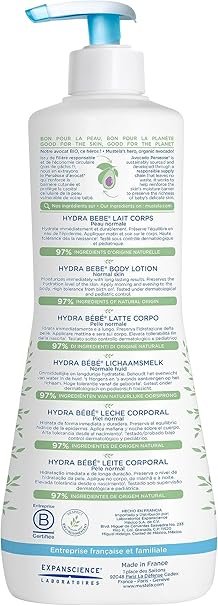 Mustela, Hydra Bebe Body Lotion with Organically Farmed Avocado