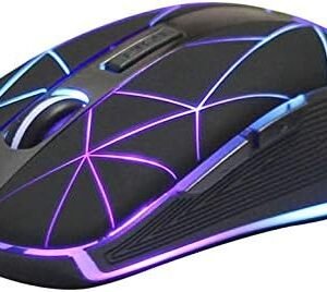 Rii RM200 Wireless Mouse, 5 Buttons Rechargeable Mouse, with Colorful LED Lights Game Computer Mice-Black