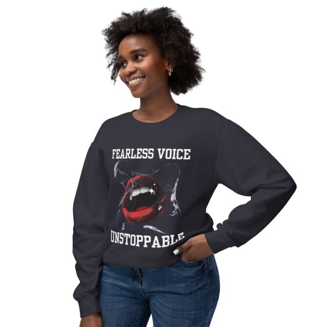 Fearless Voice Unstoppable Sweatshirt - Unisex Lightweight Crewneck for Motivation and Success - Image 3