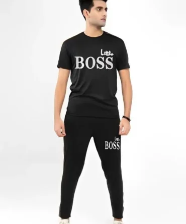 2 Pcs Men's Micro Printed Track Suit Little Boss