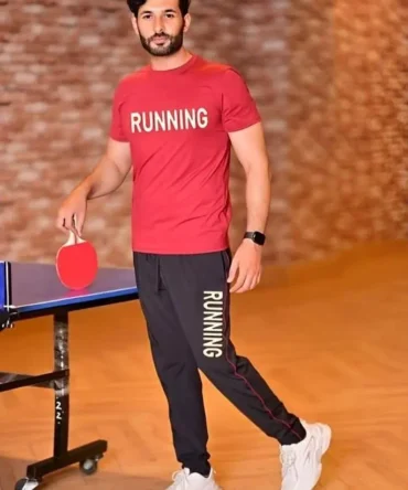 2 Pcs Men's Micro Printed Track Suit